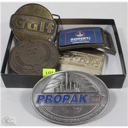 LOT OF 5 OILFIELD COLLECTOR BELT BUCKLES
