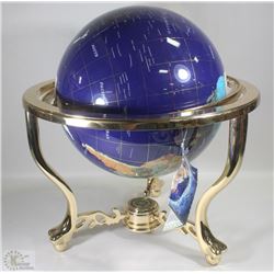 GEMSTONE GLOBE WITH RIBBONS OF POLISHED BRASS EACH
