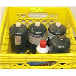 TOTE WITH ASSORTED FULL PROPANE BOTTLES