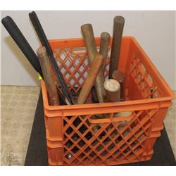 TOTE WITH MANY ASSORTED HAMMERS