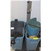 Image 1 : 2 BINS OF CAMPING SUPPLIES, INCL FOAM, COOLER,