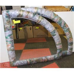 2 QUARTER CIRCLE FABRIC COVERED MIRRORS
