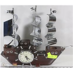 VINTAGE UNITED SHIP LAMP/CLOCK - LIGHT WORKS GREAT
