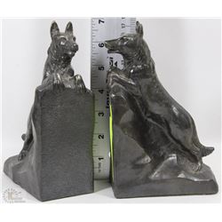 PAIR OF METAL WOLF BOOK ENDS