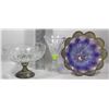 Image 1 : RAISED FOOTED GLASS CANDY BOWL+CRYSTAL VASE+