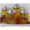 Image 1 : SET OF FOUR VINTAGE GLASS AND SILVER CANISTERS