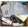 Image 1 : BOX OF MENS CLOTHING AND VARIOUS WINDOW COVERINGS