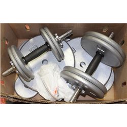 DUMBBELL WEIGHT PLATES - 18 PLATES WITH TWO