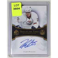 2007/08 PERSONALLY AUTOGRAPHED PITKANEN CARD