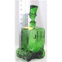 GREEN GLASS DECANTER STAMPED"BASSLO" ITALY