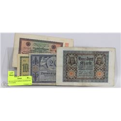 SET OF FOUR GERMAN BANKNOTES INCLUDING
