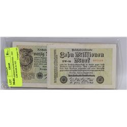 TWO GERMAN BANKNOTES - 1923 10,000,000 MARK & 1923