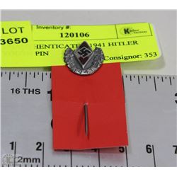 UNAUTHENTICATED 1941 HITLER YOUTH PIN