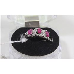 #6-.925 STERLING SILVER NATURAL ENHANCED RUBY & CZ