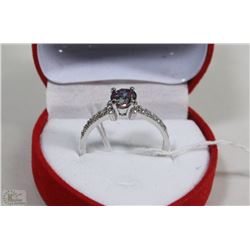 #22-.925 STERLING SILVER NATURAL PERIDOT & CZ RING