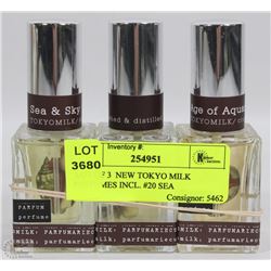 LOT OF 3  NEW TOKYO MILK PERFUMES INCL. #20 SEA