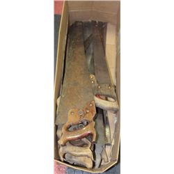 OLD SAW COLLECTION INCL 9 HAND SAWS AND 6 PRUNING