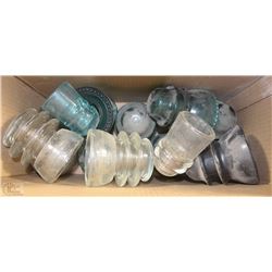 BOX OF VINTAGE INSULATORS