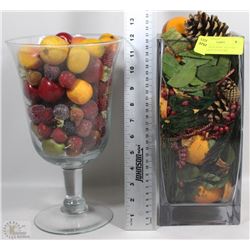 LARGE FRUIT BOWL AND VASE WITH FRUIT POTPOURRI