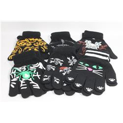 6 PACK OF GLOW IN THE DARK HALLOWEEN GLOVES