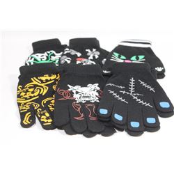 6 PACK OF GLOW IN THE DARK HALLOWEEN GLOVES