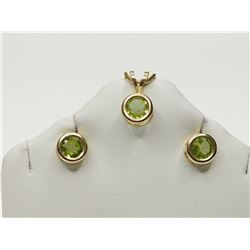 #5-10K YELLOW GOLD PERIDOT EARRINGS AND