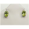 Image 1 : #9-STERLING SILVER PERIDOT AND DIAMOND EARRINGS