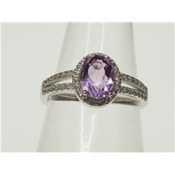 #20-STERLING SILVER AMETHYST RING SIZE 7.75