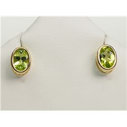 #22-14K YELLOW GOLD PERIDOT OVAL STUD EARRINGS