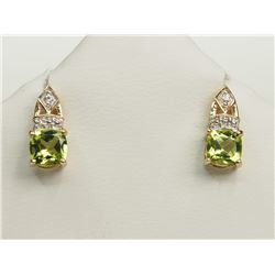 #28-10K YELLOW GOLD PERIDOT AND DIAMOND EARRINGS