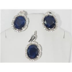 #33-STERLING SILVER SAPPHIRE EARRINGS AND