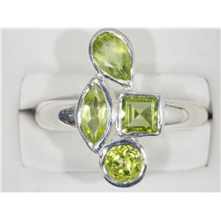 #34-STERLING SILVER PERIDOT RING SIZE 8.5