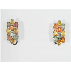 #41-STERLING SILVER MULTICOLOURED SAPPHIRE EARRING