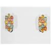Image 1 : #41-STERLING SILVER MULTICOLOURED SAPPHIRE EARRING