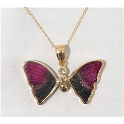 #42-14K YELLOW GOLD WATERMELON TOURMALINE AND