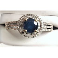 #43-14K WHITE GOLD SAPPHIRE AND DIAMOND RING