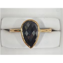 #46-14K YELLOW GOLD BLACK DIAMOND RING SIZE 7.25