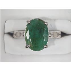 #48-STERLING SILVER LARGE EMERALD RING
