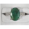 Image 1 : #48-STERLING SILVER LARGE EMERALD RING