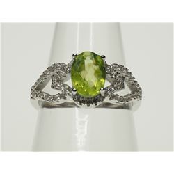 #49-STERLING SILVER PERIDOT RING SIZE 6