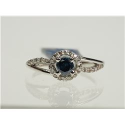 #50-14K WHITE GOLD BLUE & WHITE DIAMOND RING