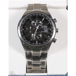 #20)MENS CITIZEN -ECO-DRIVE SILVER WATCH W RADIO