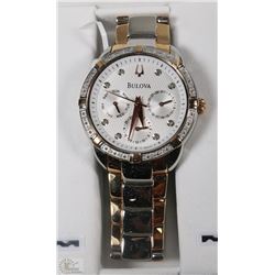 #1)BULOVA WATCH WITH SILVER/GOLD WITH DIAMONDS