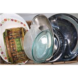 LARGE FLAT OF ESTATE PLATTERS, CAKE TRAYS, ETC