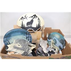 BOX OF WOLF ITEMS INCLUDING NEW WOLF WALL FIXTURE