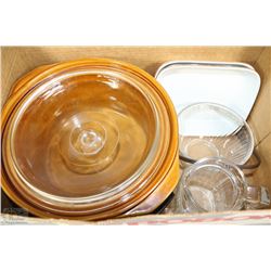 BOX OF CROCKPOT AND KITCHEN MISC