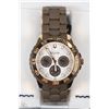 Image 1 : #34)MENS BULOVA GOLD/BROWN WATCH WITH RUBBER