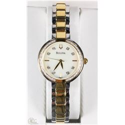 #11)WOMENS BULOVA WATCH SILVER/GOLD WITH 2 TONED