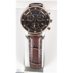 #5)UNISEX BULOVA WATCH GOLD/SILVER WITH LEATHER