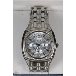 #15)MENS BULOVA  WATCH SILVER WITH DIAMONDS